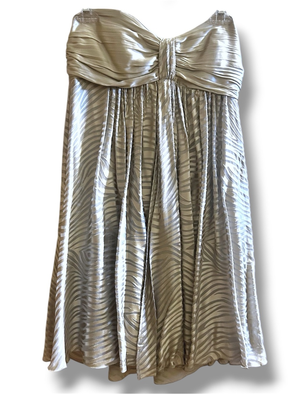 NWT Y2K Vintage Express Metallic Silver Pearl Strapless Cocktail Mini Dress Sz 8